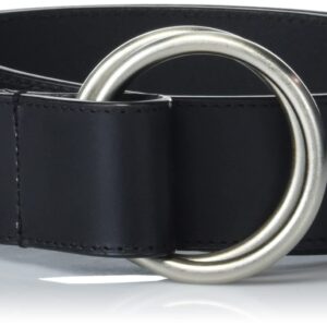 Lucky Brand Women Leather Bold Fashion Statement Belts, Double Ring Pullback-Black, L/XL (31-35")