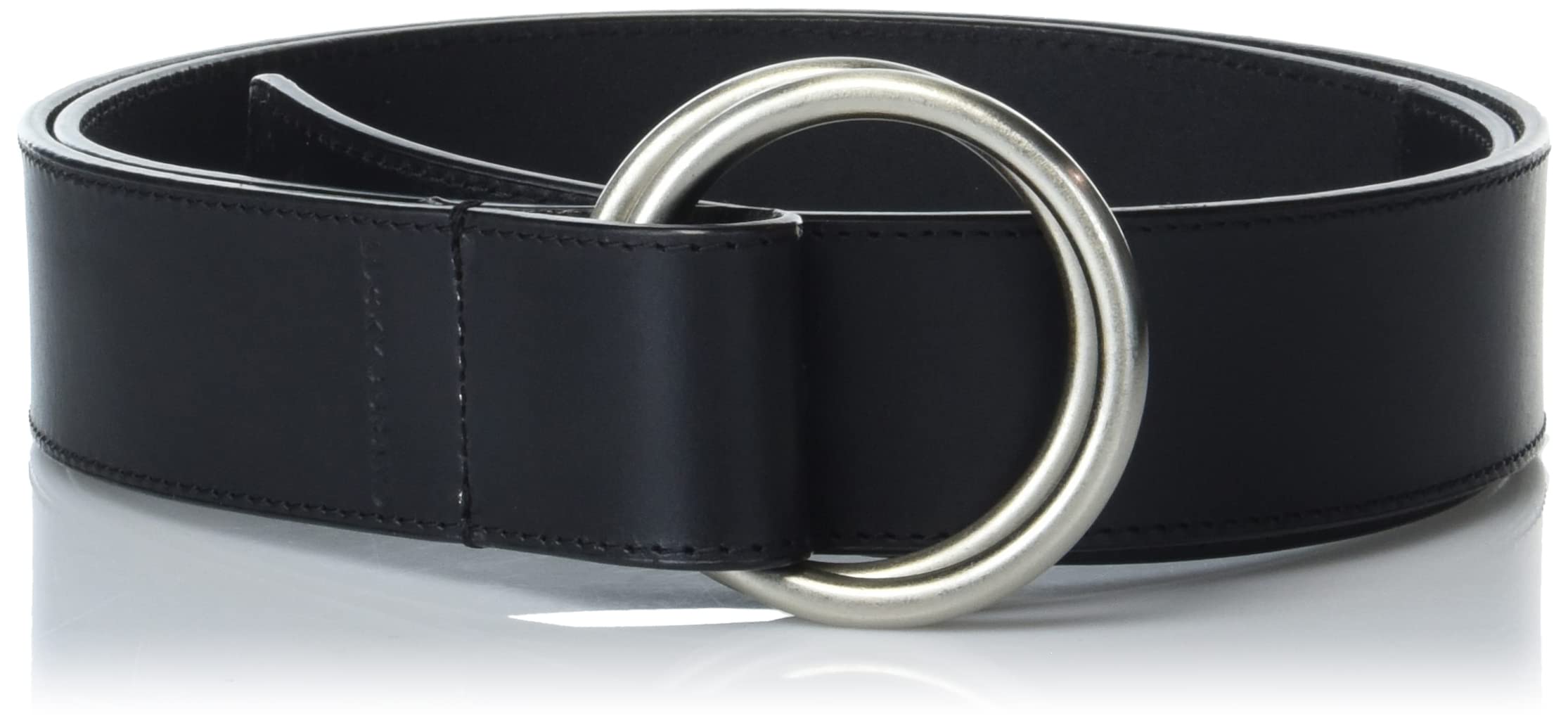 Lucky Brand Women Leather Bold Fashion Statement Belts, Double Ring Pullback-Black, L/XL (31-35")