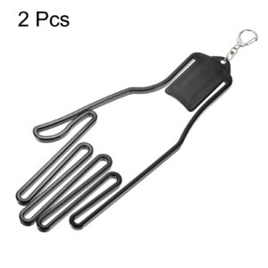 PATIKIL Golf Gloves Stretcher, 2 Pack Plastic Keeper Support Rack Holder Dryer Hanger Frame with Keychain Hook for Sports Gloves Maintenance, Black L Size