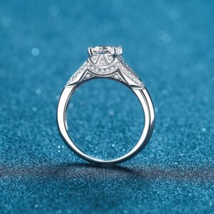 StarGems 1ct Moissanite 925 Silver Platinum Plated Princess Cut Vintage Four Prong Ring B4502-1ct-9