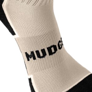 MudGear Ruck Crew Socks - Merino-Wool Hiking Sock for Women and Men for Sport, Gym, Running, Basketball, Football, Military, Work etc. - Boot Height Armour Cushioned Athletic Socks (Tan/Black, Large)