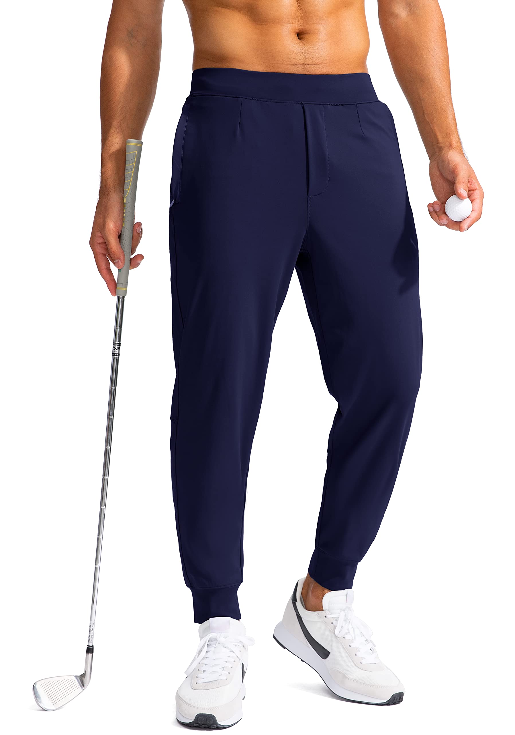 G Gradual Men's Golf Joggers Pants with Zipper Pockets Stretch Sweatpants Slim Fit Track Pants Joggers for Men Work Running (Navy, M)