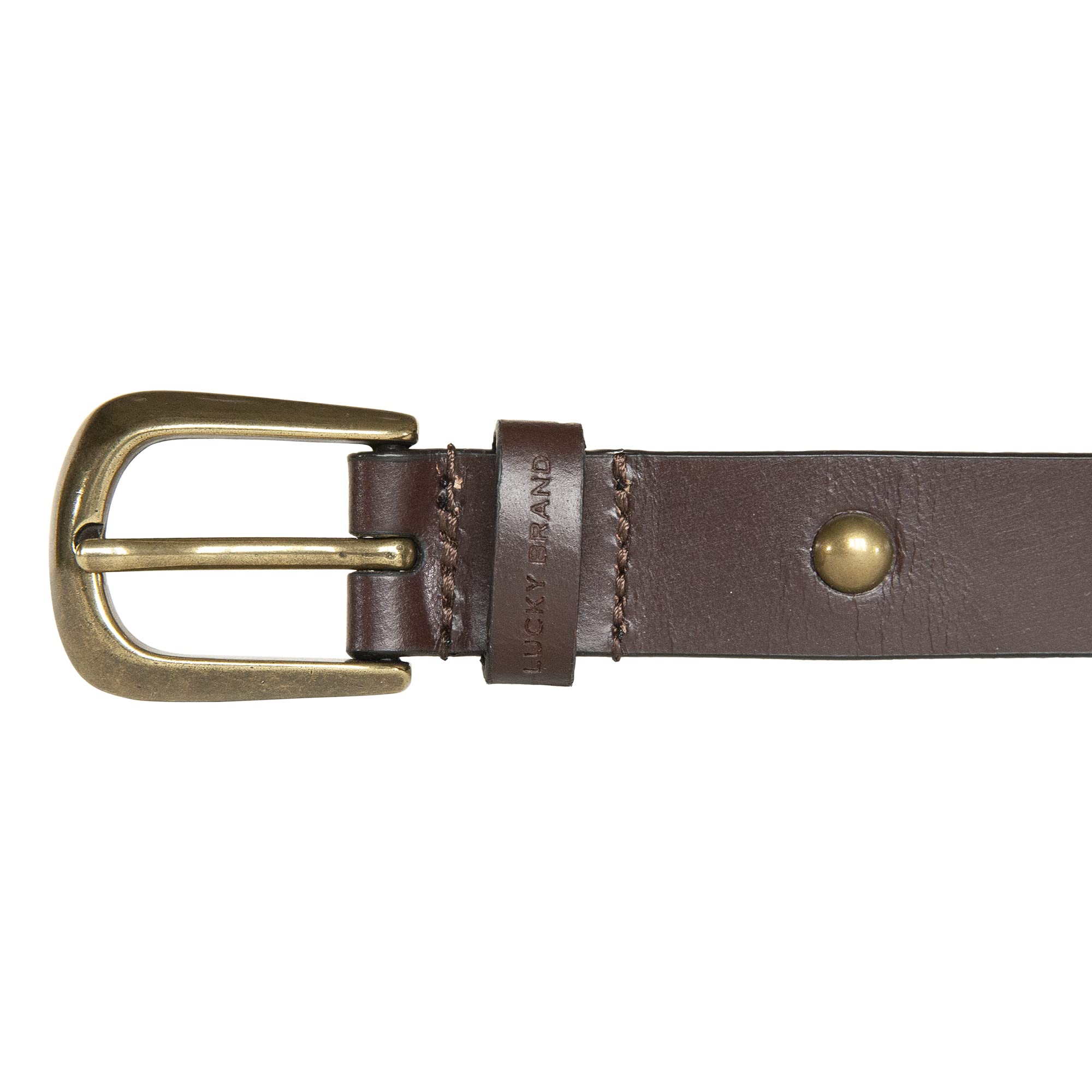 Lucky Brand Women Leather Bold Fashion Statement Belts, Domed Studded-Brown, XL (34-35")