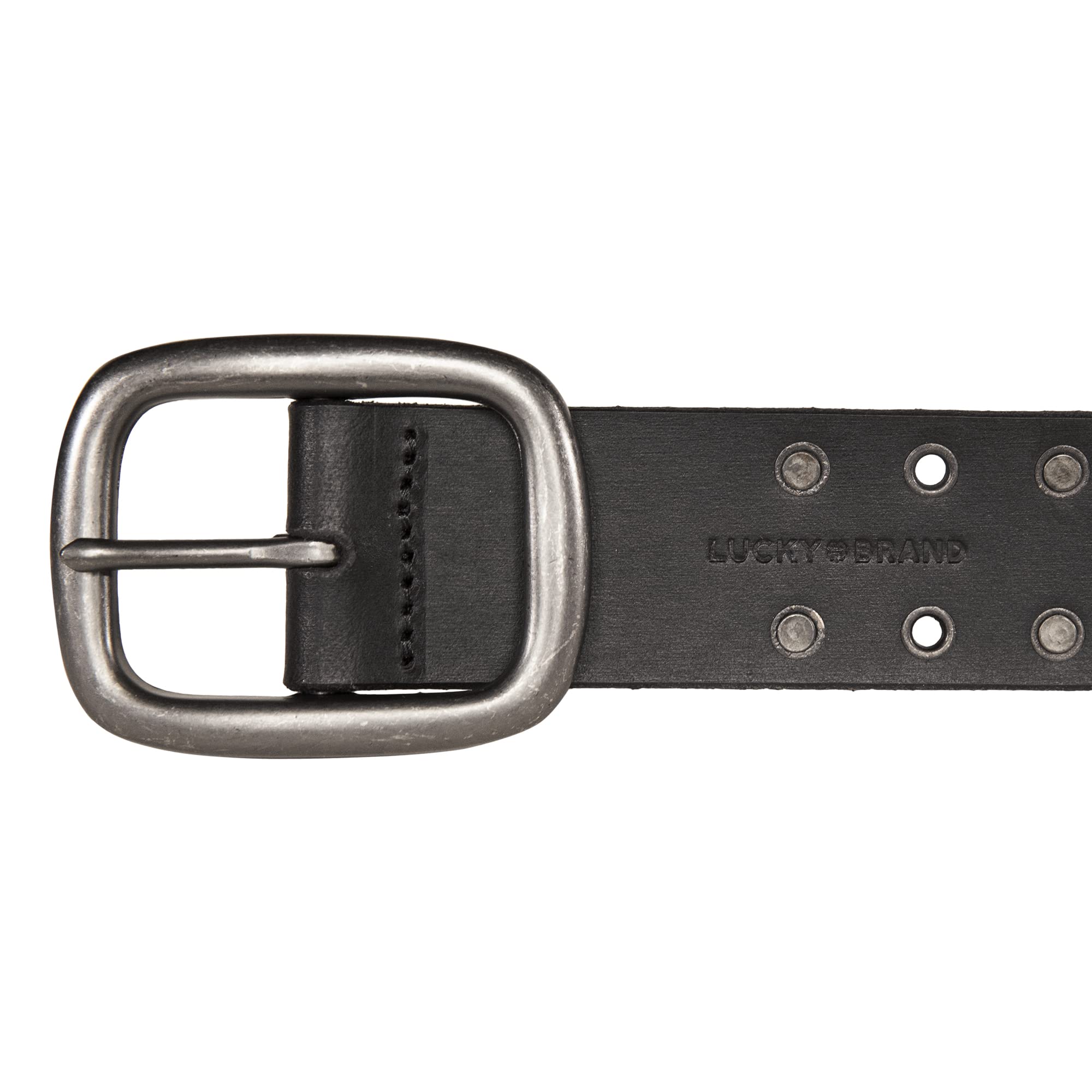 Lucky Brand Men Casual Leather Belt, Grommet and Stud-Black, 36