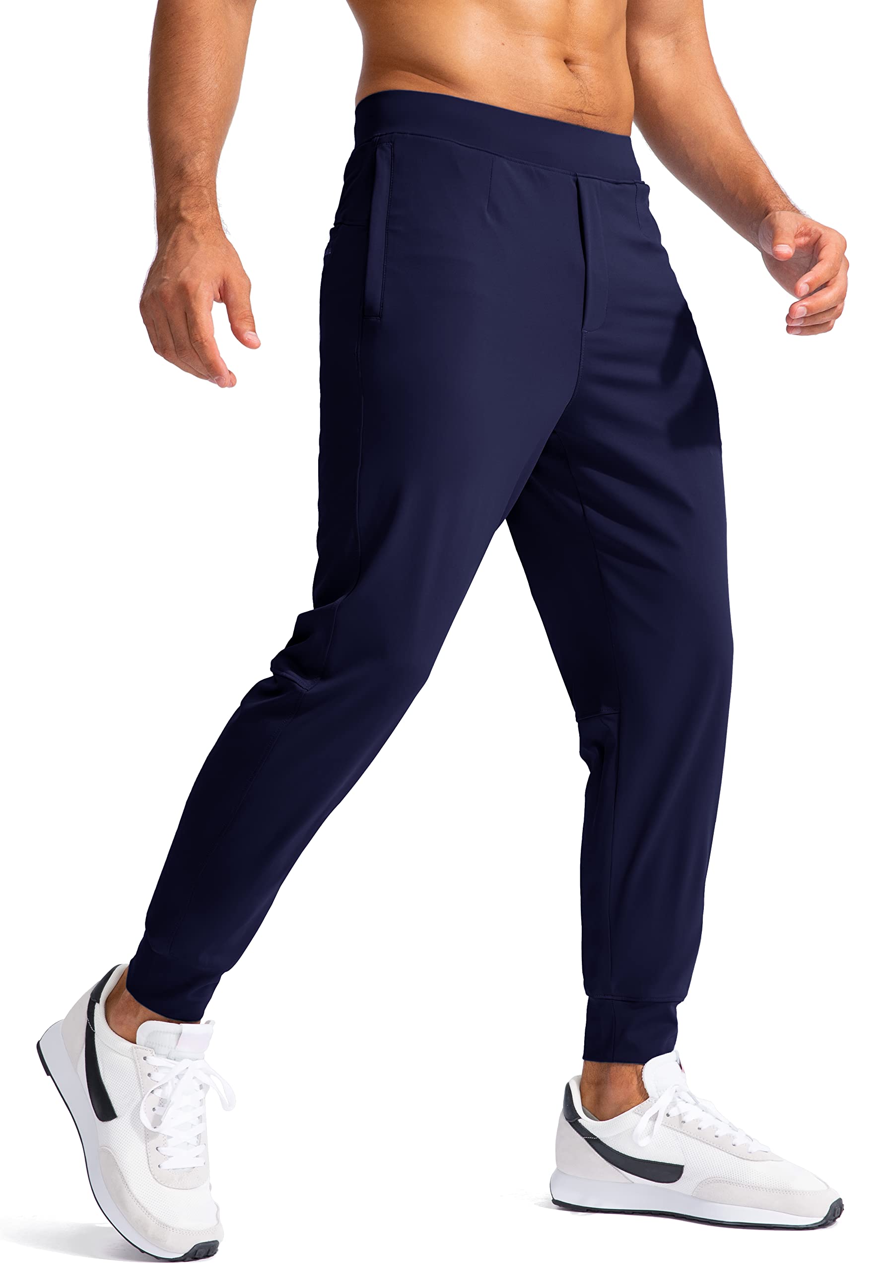 G Gradual Men's Golf Joggers Pants with Zipper Pockets Stretch Sweatpants Slim Fit Track Pants Joggers for Men Work Running (Navy, M)