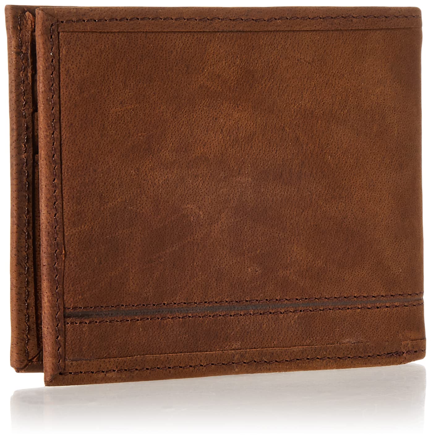 Lucky Brand Men's Embossed Bifold Wallet (Available in Cotton Canvas, Grooved Leather-Brown, One Size