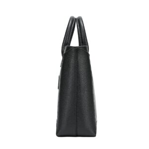 Daisy Rose Tote Shoulder Bag with Front Zipper - PU Vegan Leather - BLACK