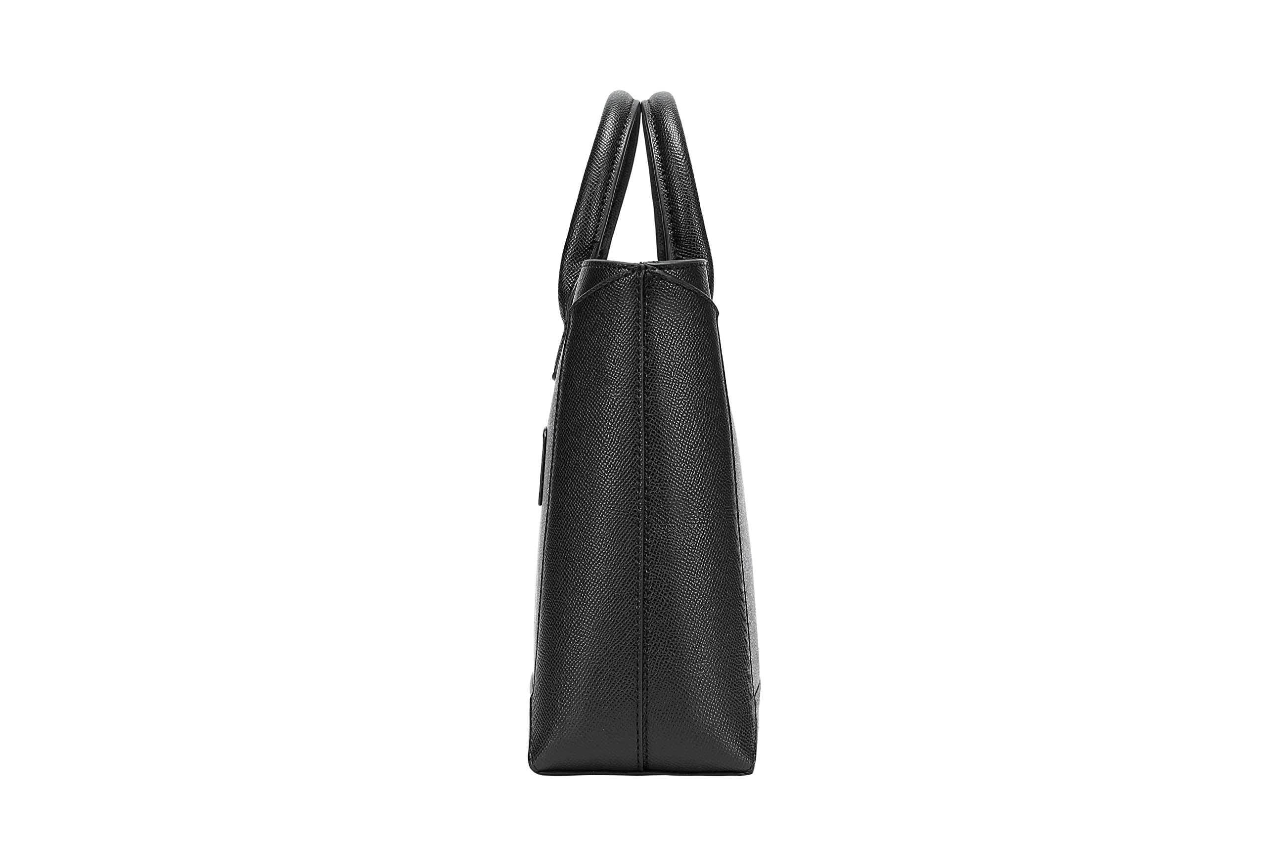 Daisy Rose Tote Shoulder Bag with Front Zipper - PU Vegan Leather - BLACK