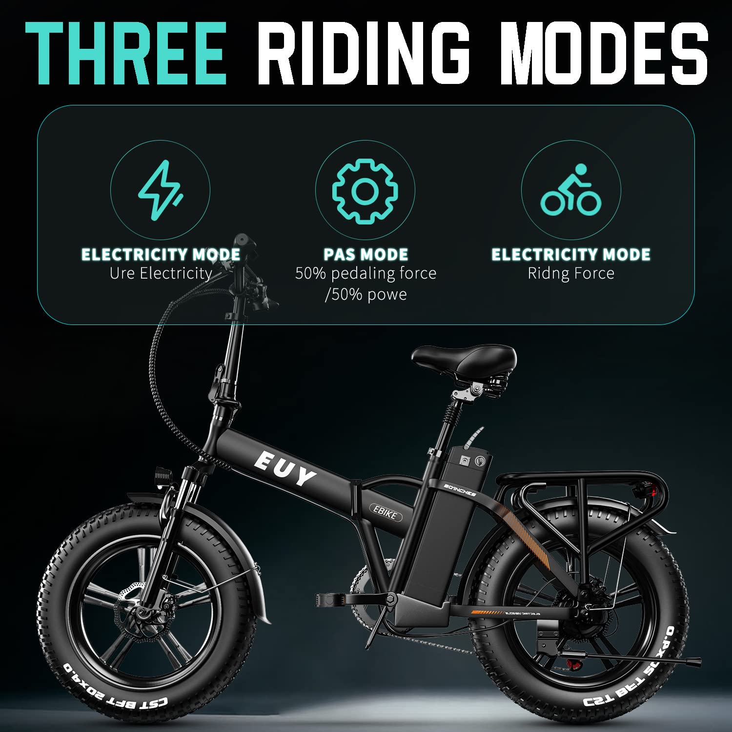 Auloor Electric Bike, 750W Ebike for Adults, 20" Fat Tire Electric Bike, 30MPH Max Speed Folding Electric Bike, 48V 18Ah Battery, 7-Speed Full Suspension Electric Bicycles