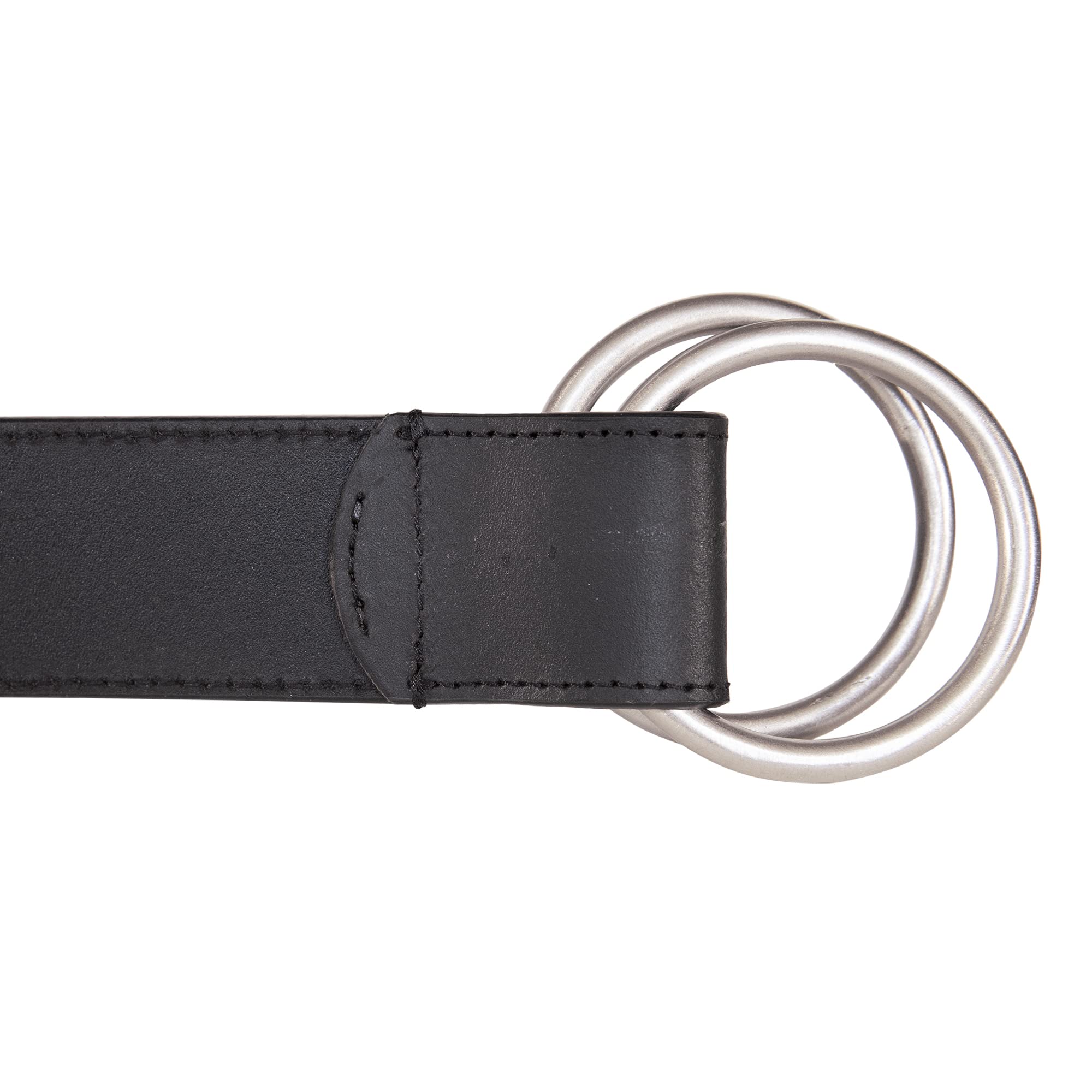 Lucky Brand Women Leather Bold Fashion Statement Belts, Double Ring Pullback-Black, L/XL (31-35")