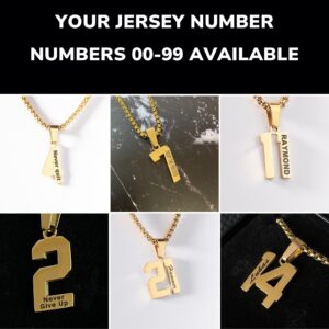 Custom Engraved Gold Number Necklace - Jersey Number Pendant for Athletes - Personalized Sports Jewelry (13)