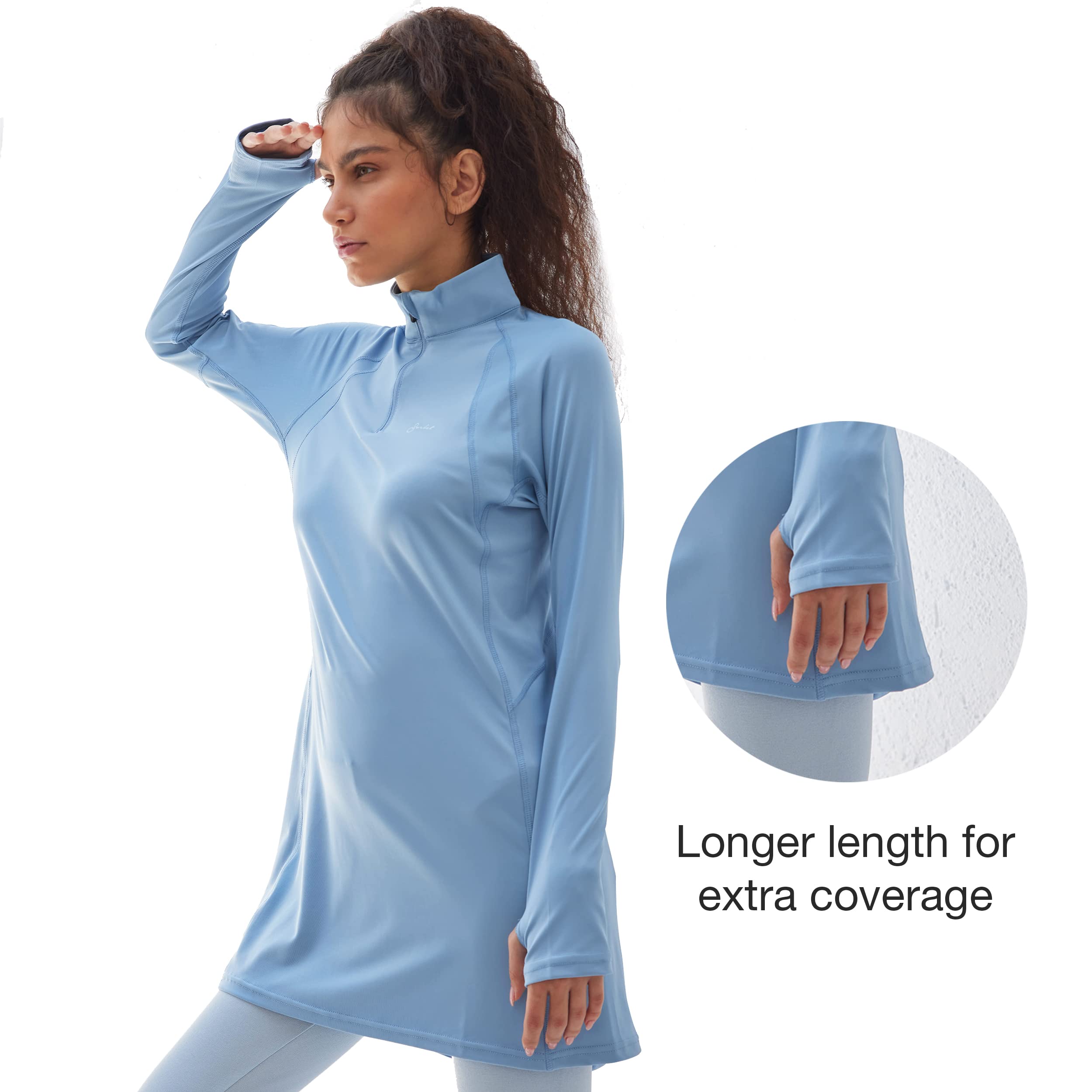 Sorbet Womens Long Sleeve Tops - Lightweight Women's UPF 50+ SPF Shirts for Women Long Sleeve - Athletic 1/4 Zip Pullover Women- Sun Protection Shirts for Hiking, Fishing, and Yoga Tunic Tops, Large