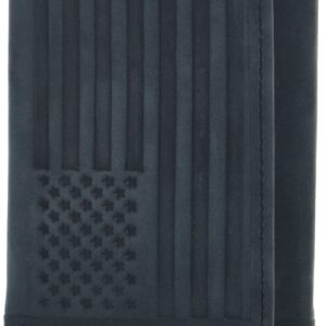 Lucky Brand Men's Trifold and L Wallet, Flag Embossed Leather-Black, Tri-Fold