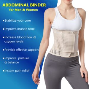 Abdominal Binder Postpartum Belly Band for Post Abdomen Surgery C-section Recovery Compression Wrap Back Support Belt (X-Large, Beige)