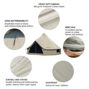 KingCamp Canvas Bell Tent for Camping, 4 Seasons 13.2ft/16.4ft Camping Yurt Tent, w/Stove Jacks, Luxury Glamping Waterproof and Breathable Tents for Family Camping Outdoor Hunting Party