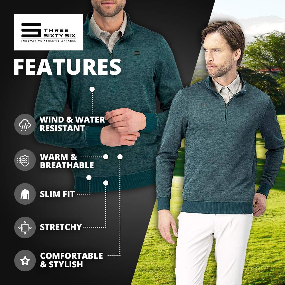 Three Sixty Six Dry Fit Pullover Sweaters for Men - Quarter Zip Fleece Golf Jacket - Tailored Fit