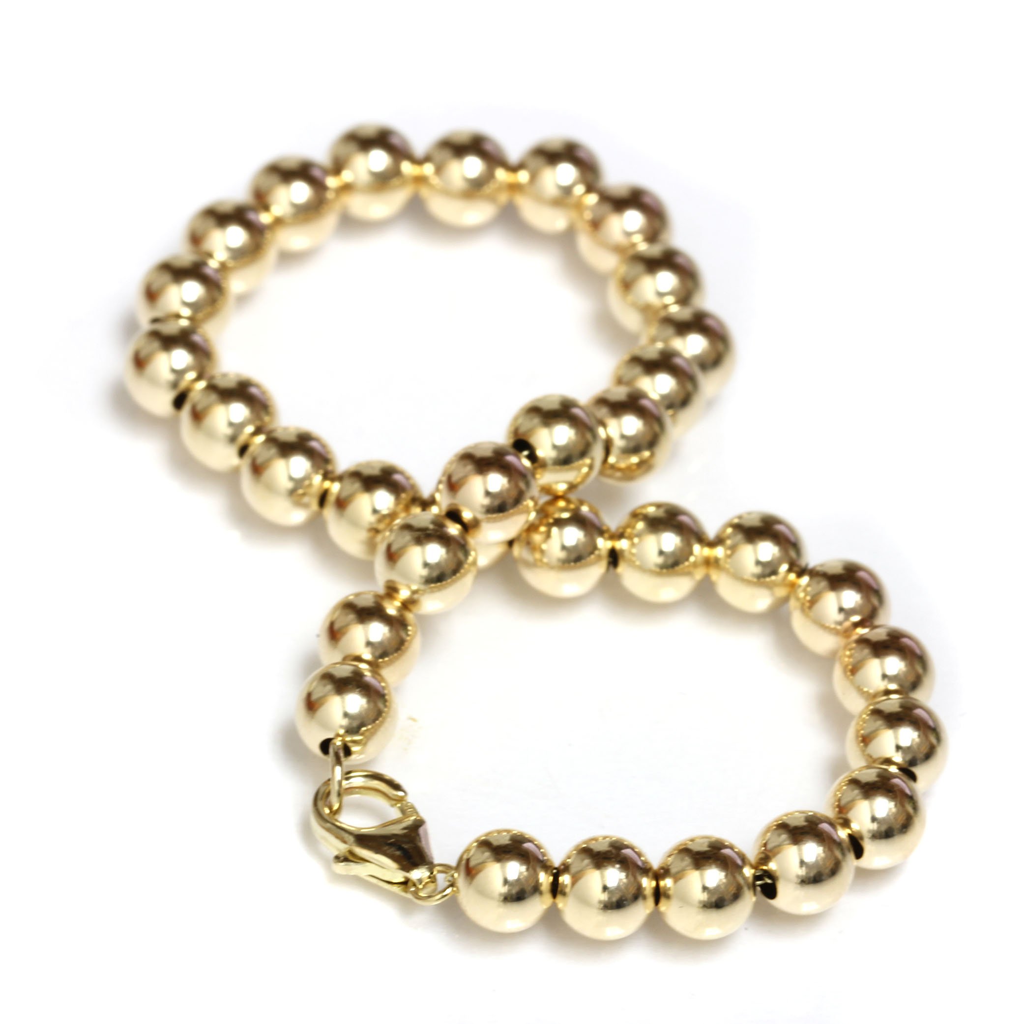 Seven Seas Pearls 14k Gold Beaded Ball Bracelet with Lobster Clasp 4 mm Beads For Women and Men (Yellow Gold 7'', 14k)