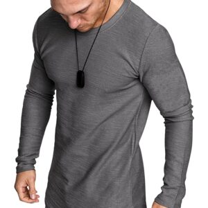 COOFANDY Men Workout T Shirt Fit Lightweight Cotton Fall Tee Big Tall Black/Grey