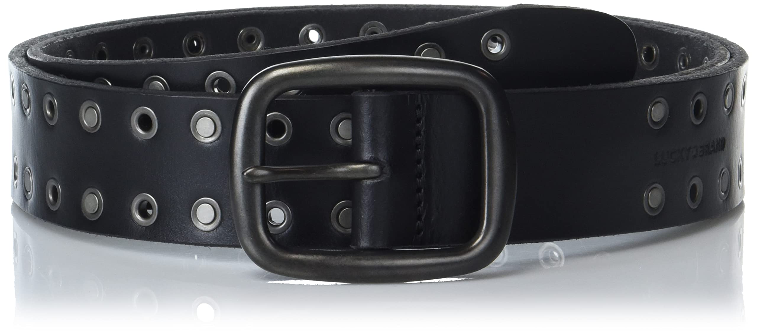 Lucky Brand Men Casual Leather Belt, Grommet and Stud-Black, 36