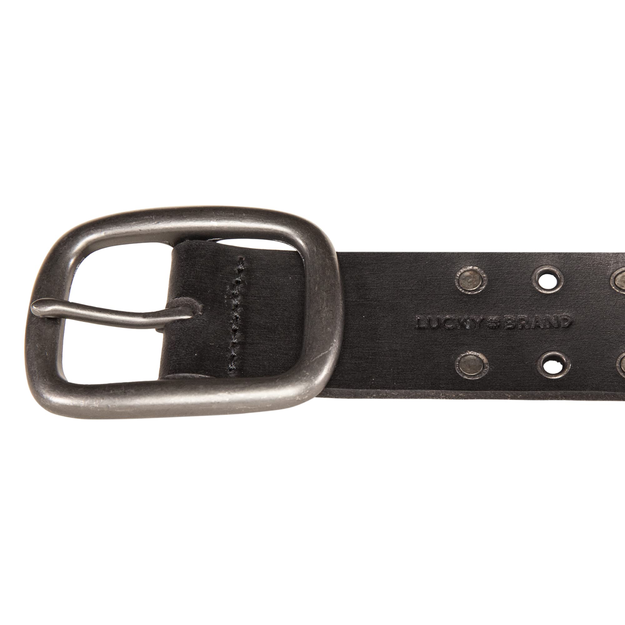 Lucky Brand Men Casual Leather Belt, Grommet and Stud-Black, 36