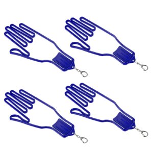 patikil golf gloves stretcher, 4 pack plastic keeper support rack holder dryer hanger frame with keychain hook for sports gloves maintenance, blue l size