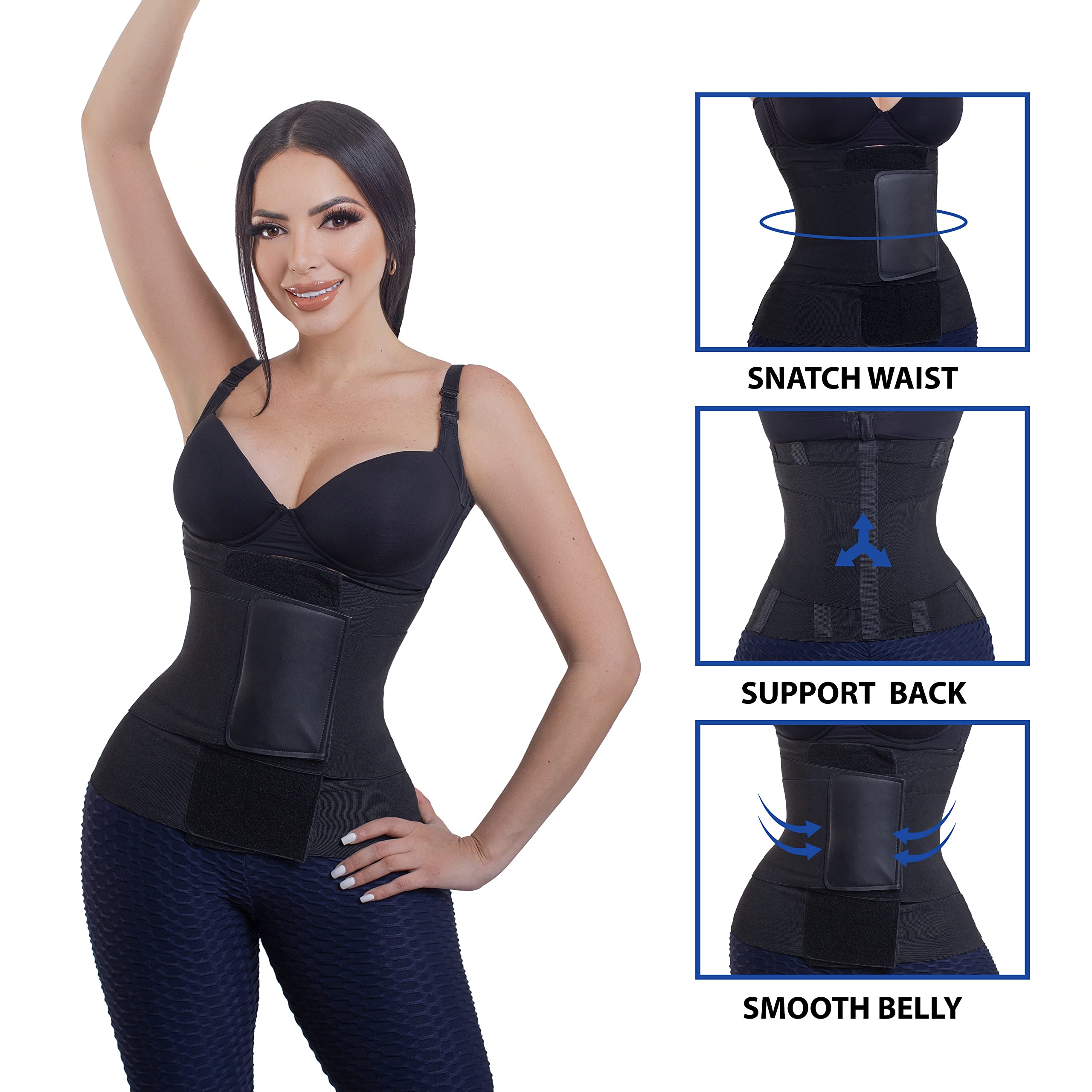 Silueta Perfecta Faja Colombiana tipo Reloj de Arena moldeadora y reductora ideal para el entrenamiento diario y uso cotidiano (Medium), Black