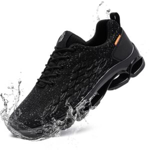 FATES TEX Waterproof Shoes for Men Tennis Sneakers Rain Water Resistant Comfortable Walking Running Casual Breathable Work Shoes(10,Black White)