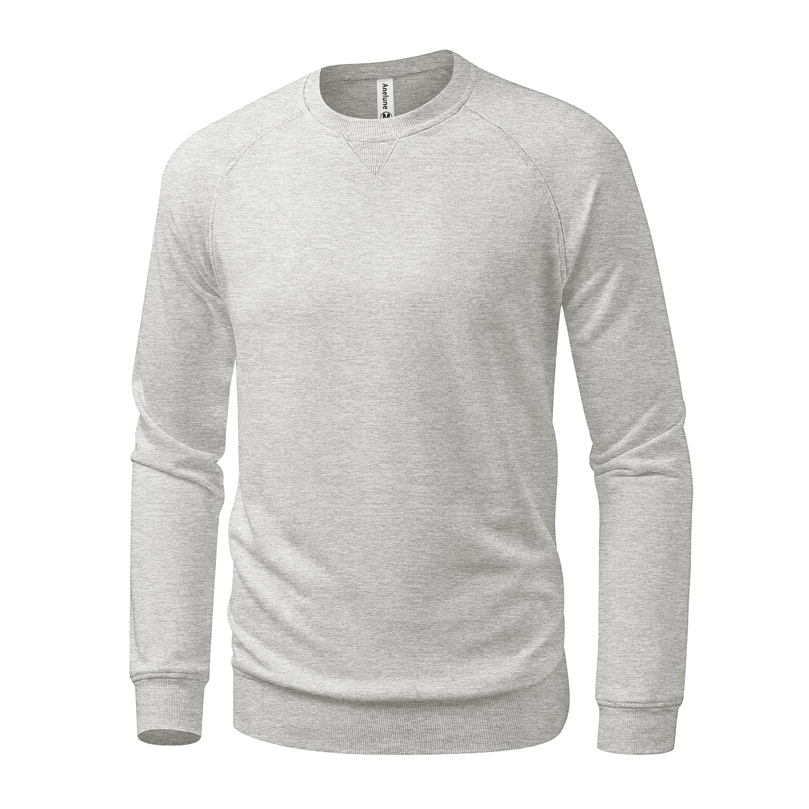 Anelune Men's Sweatshirt Crewneck French Terry Pullover Gray Large