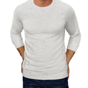 Anelune Men's Sweatshirt Crewneck French Terry Pullover Gray Large