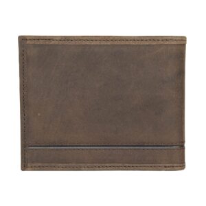 Lucky Brand Men's Embossed Bifold Wallet (Available in Cotton Canvas, Grooved Leather-Brown, One Size