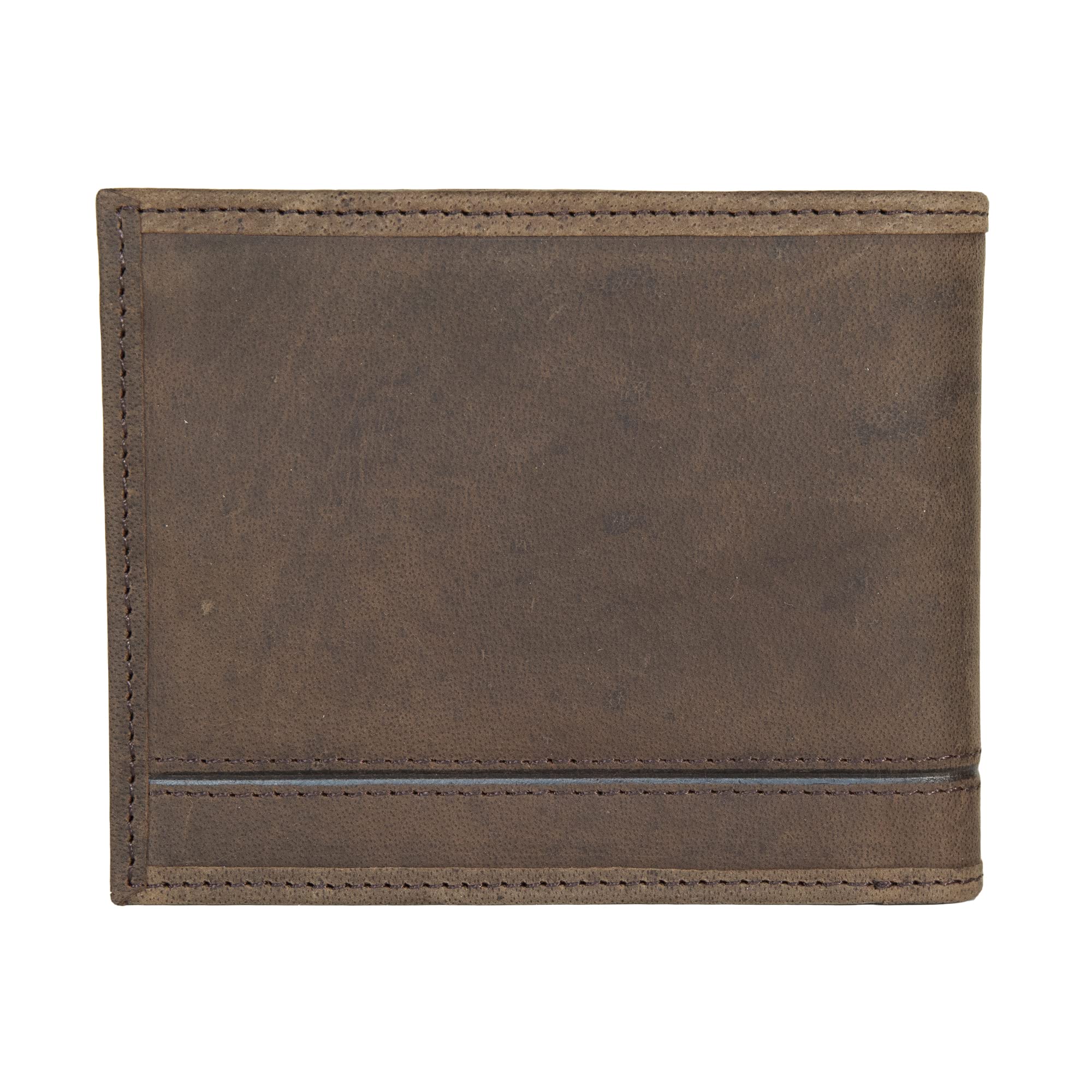 Lucky Brand Men's Embossed Bifold Wallet (Available in Cotton Canvas, Grooved Leather-Brown, One Size