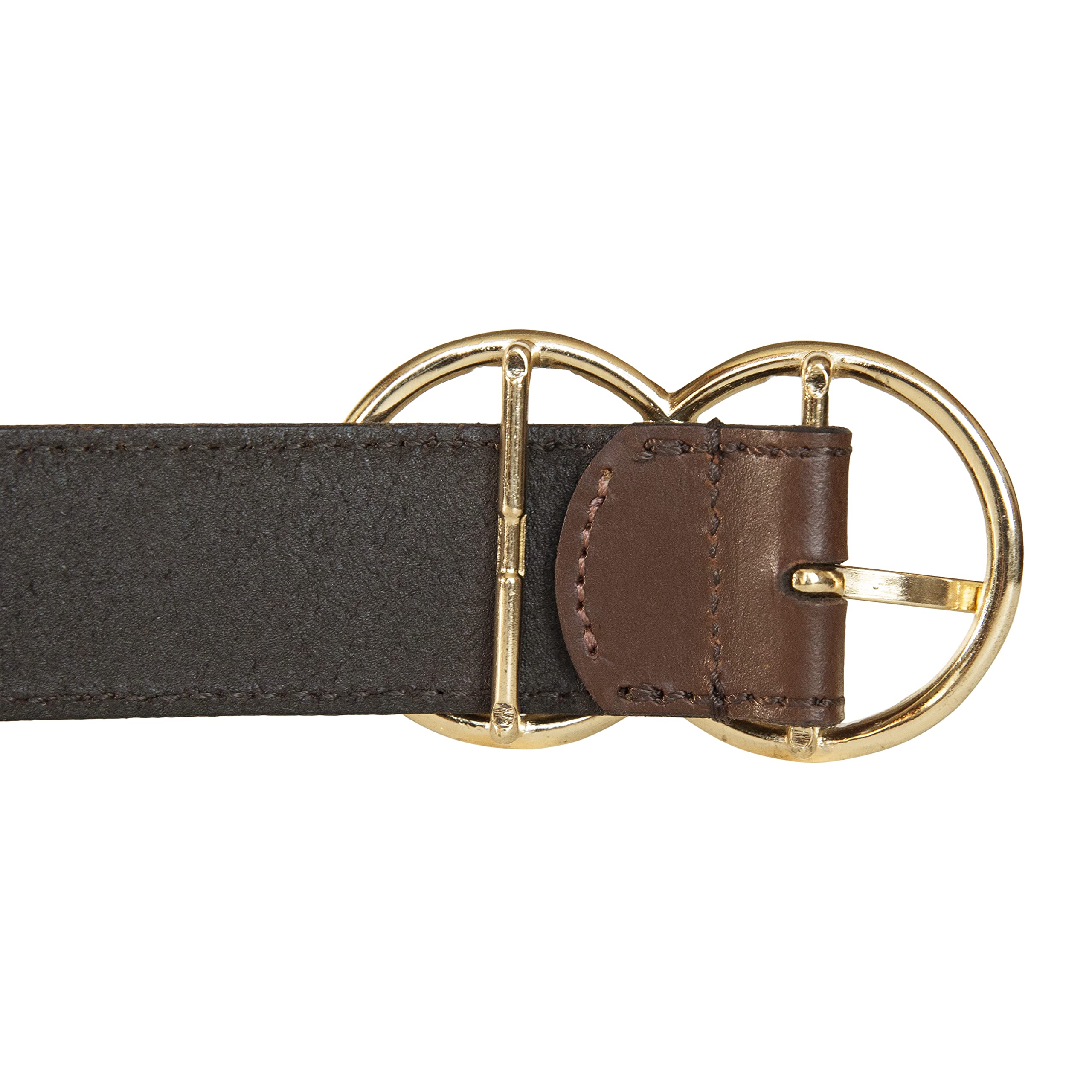 Lucky Brand Women Bold Fashion Statement Belts, Leather Double Ring-Brown, S (26-27")