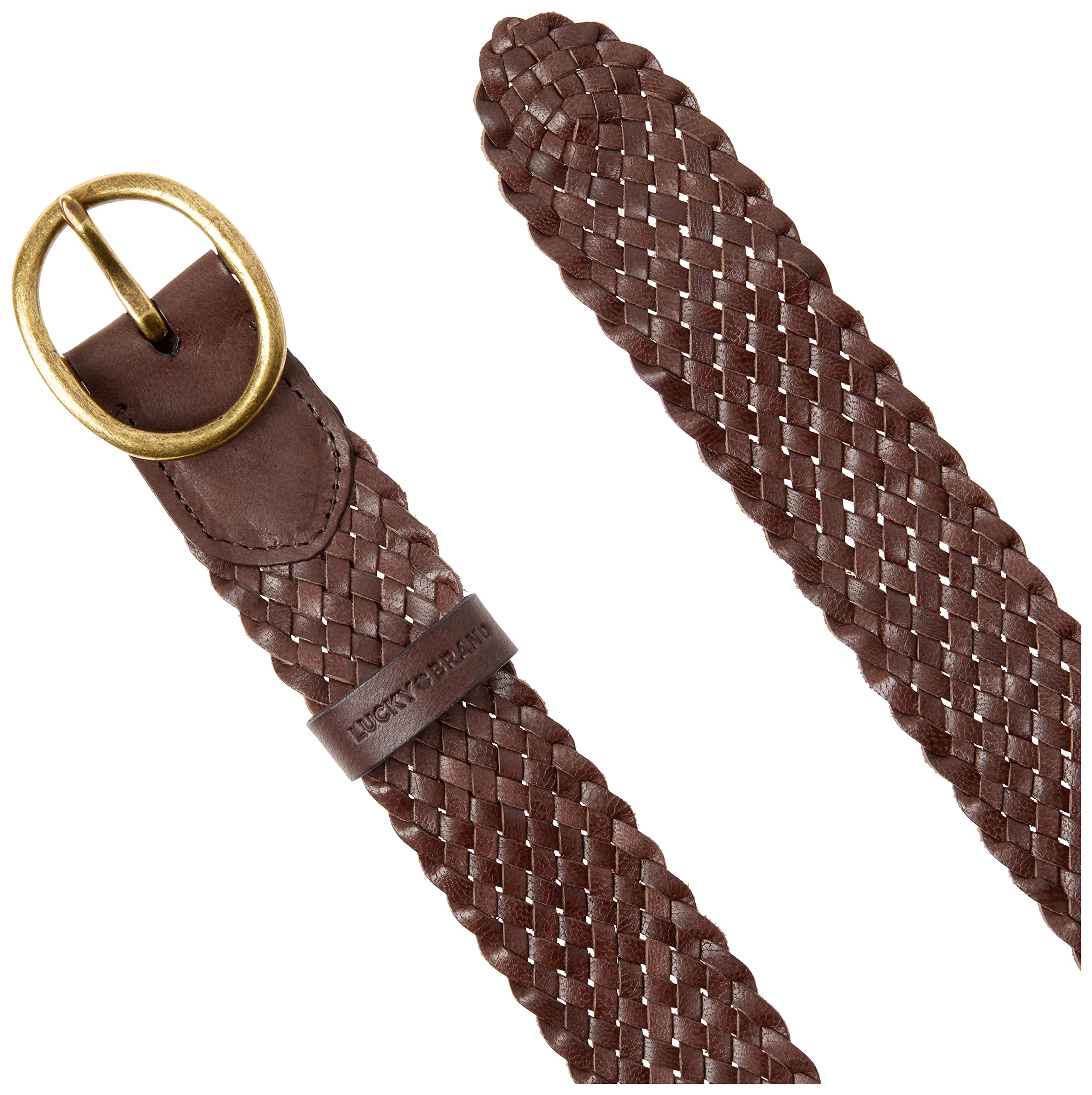 Lucky Brand Women's Western Style Braided Leather Belts, Woven-Brown, Small-Medium