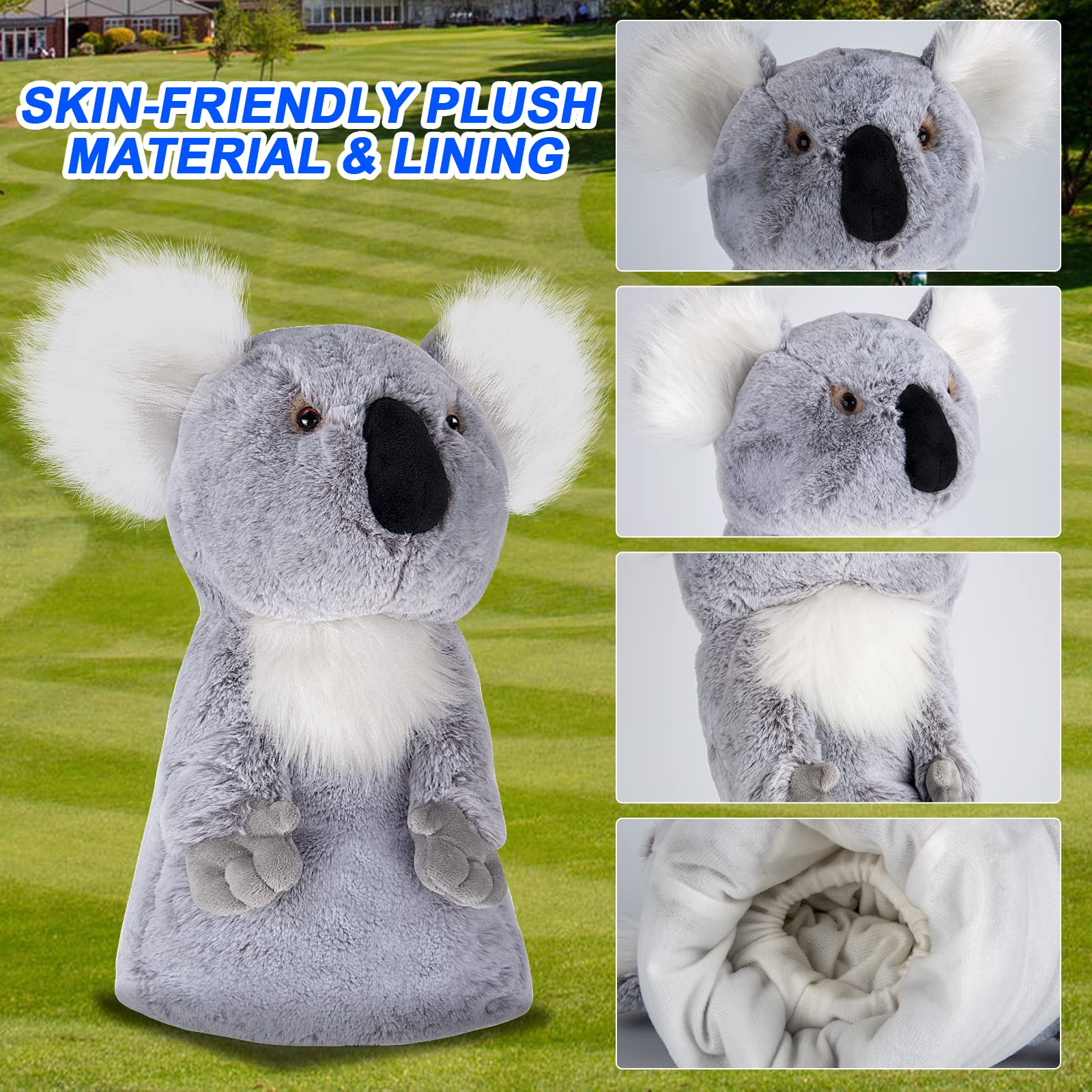 Cozion Golf Headcovers - Koala Golf Club Covers for Woods and Driver, Cute Animal Golf Club Head Covers