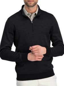 three sixty six dry fit pullover sweaters for men - quarter zip fleece golf jacket - tailored fit