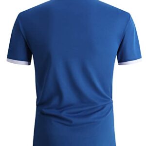 SWISSWELL Blue Polo Shirts for Men Short Sleeve T-Shirts Golf Tennis Outdoor Sport Shirt (Blue, 2XL)