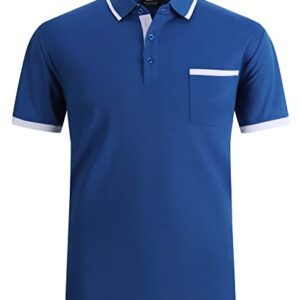 SWISSWELL Blue Polo Shirts for Men Short Sleeve T-Shirts Golf Tennis Outdoor Sport Shirt (Blue, 2XL)