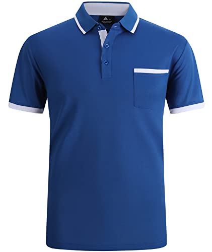 SWISSWELL Blue Polo Shirts for Men Short Sleeve T-Shirts Golf Tennis Outdoor Sport Shirt (Blue, 2XL)