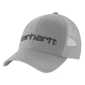 Carhartt Men's Canvas Mesh-Back Logo Graphic Cap, Asphalt/Black, OS