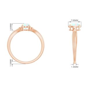 5X7 MM Oval Cut Ethiopian Opal Solitaire Ring with HI-SI Diamond | 1 Cttw | AAA Quality, 14K Rose Gold, Size:US 4.50