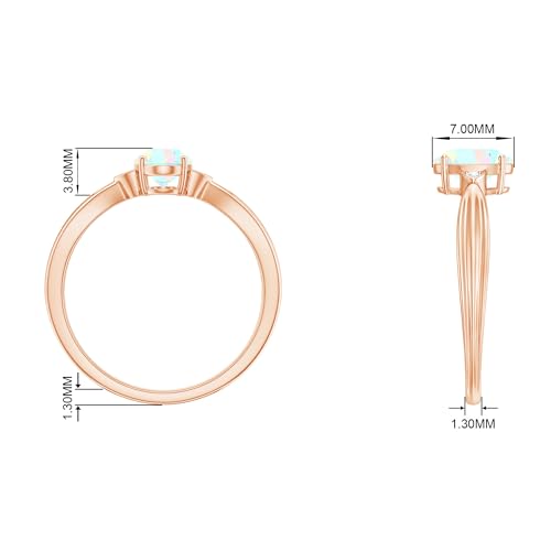 5X7 MM Oval Cut Ethiopian Opal Solitaire Ring with HI-SI Diamond | 1 Cttw | AAA Quality, 14K Rose Gold, Size:US 4.50