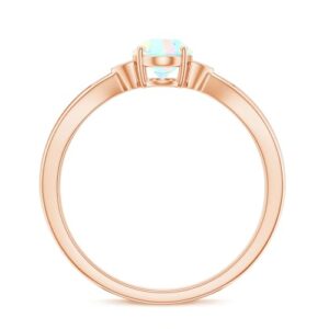 5X7 MM Oval Cut Ethiopian Opal Solitaire Ring with HI-SI Diamond | 1 Cttw | AAA Quality, 14K Rose Gold, Size:US 4.50