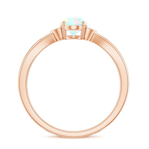 5X7 MM Oval Cut Ethiopian Opal Solitaire Ring with HI-SI Diamond | 1 Cttw | AAA Quality, 14K Rose Gold, Size:US 4.50