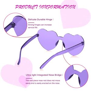 LUCKYCHRIS 14 Pcs Purple Heart Sunglasses for Women Transparent Heart Shaped Sunglasses Bulk Fun Sunglasses Pack for Party Favor