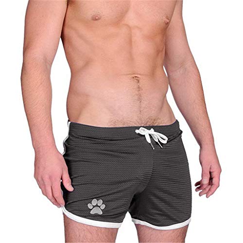 Workout Shorts Men's Funny Dog Paw Print Gym Sports Running Shorts Breathing Athletic Gym Mesh Shorts Jogging Short Black