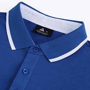 SWISSWELL Blue Polo Shirts for Men Short Sleeve T-Shirts Golf Tennis Outdoor Sport Shirt (Blue, 2XL)