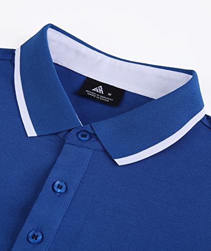 SWISSWELL Blue Polo Shirts for Men Short Sleeve T-Shirts Golf Tennis Outdoor Sport Shirt (Blue, 2XL)