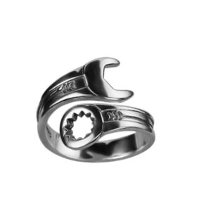 HUKQBUNX 925 Sterling Silver Original Design Wrench Ring Personalized Men's Silver Ring Men's Fashion Domineering Party Unique Design Open Ring