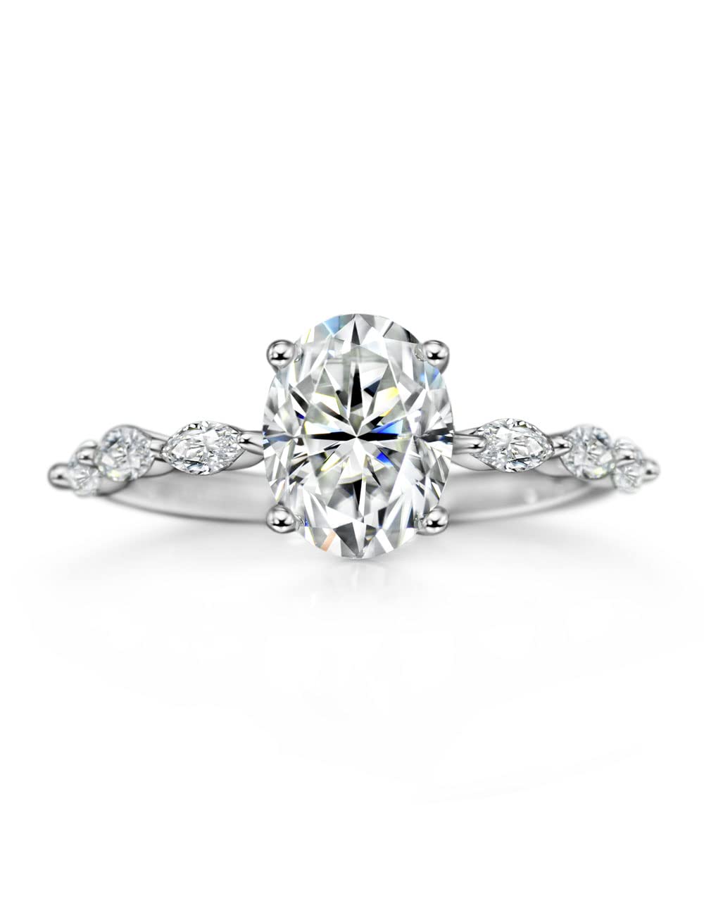 Michooyel 2ct Oval Cut Moissanite Engagement Ring D color Moissanite VVS1 Band Sterling Silver Women Rings