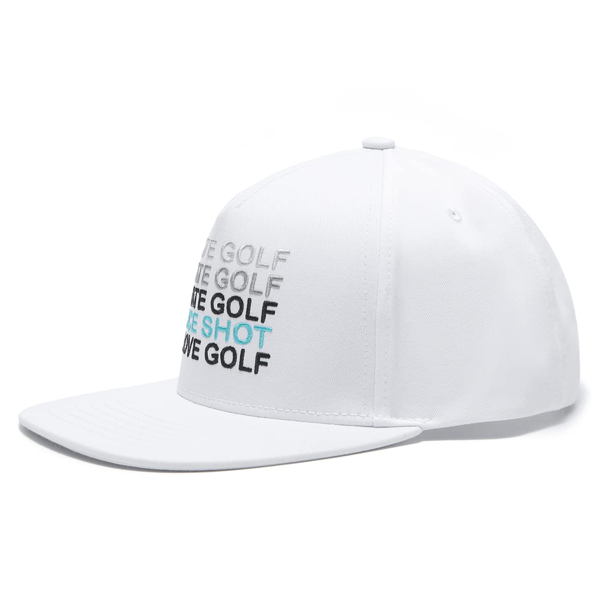 Golf Gods - I Hate Golf White Snapback Golf Hat - Flat Brim, One Size